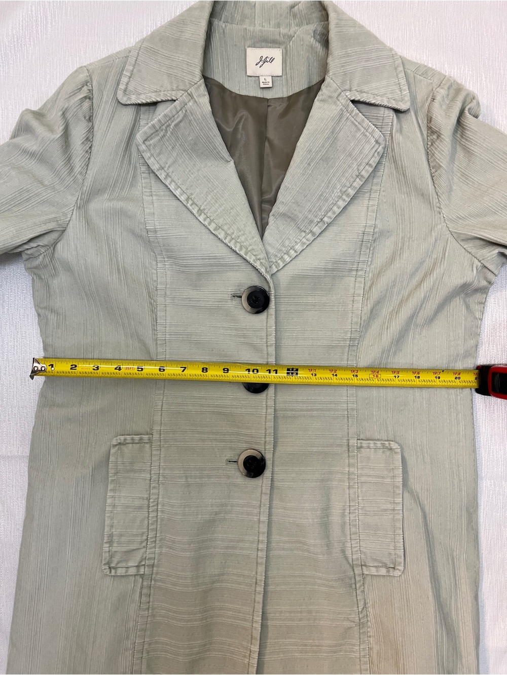 J. Jill Light Sage Corduroy Lightweight Coat- Great to Wear in the Fall Season - Picture 10 of 12